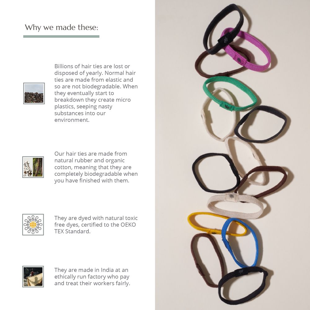 Wild & Stone Plastic Free Hair Ties - 6 Pack - Multi Colour