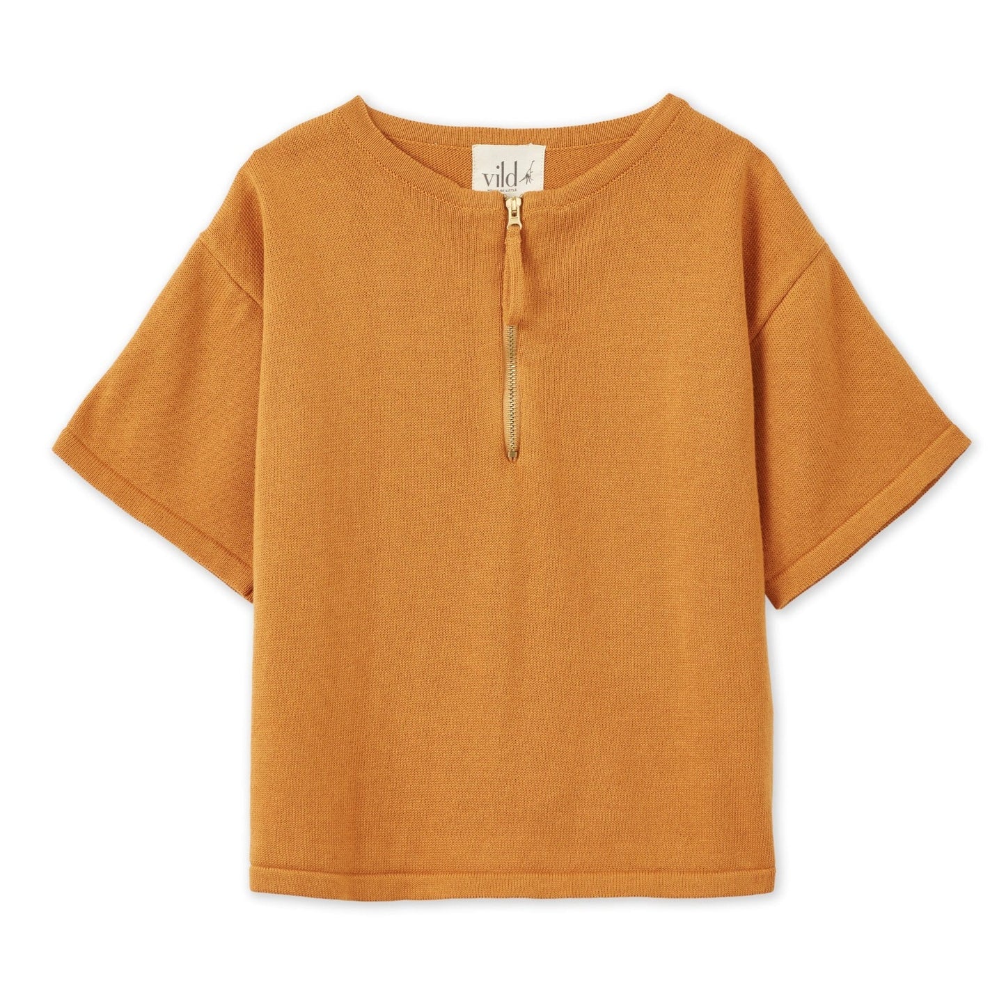 Organic Cotton Knit Kimono Shirt in Ochre by Vild House of Little