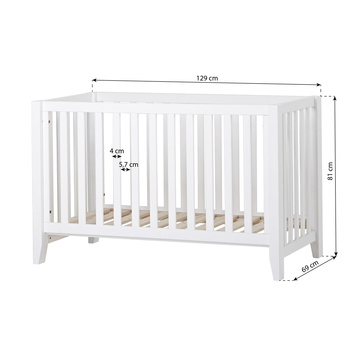 Hoppekids 'Anton' Baby Crib 60 x 120 - White