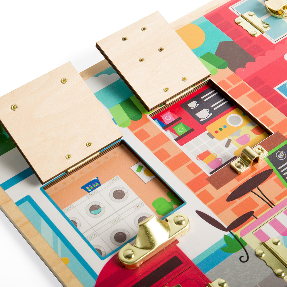 Bigjigs Wooden 'Latches & Catches' Baby Busy Board
