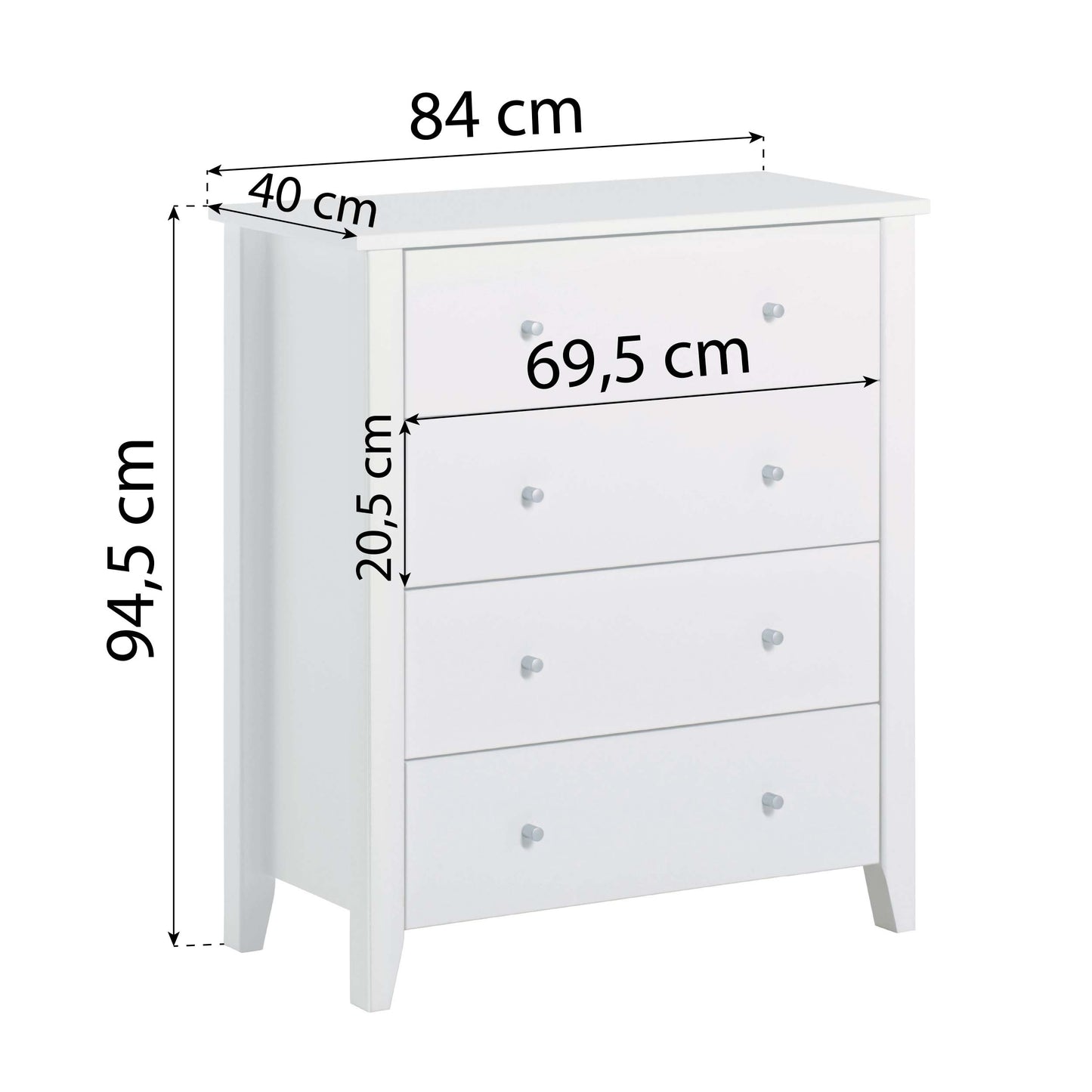 Hoppekids 'Christian' 4 Drawer Dresser/Changing Table - White