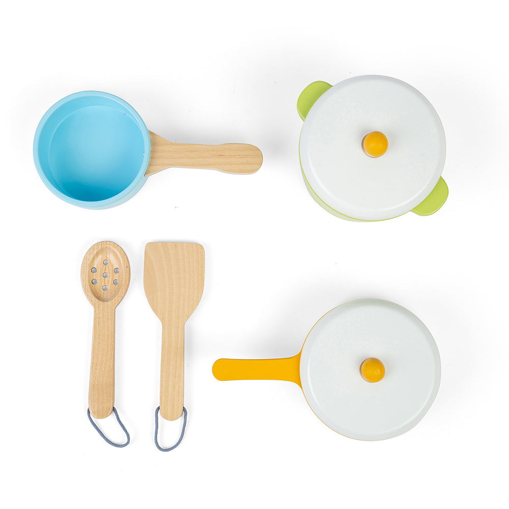 Bigjigs Wooden Toy Pots & Pans Set