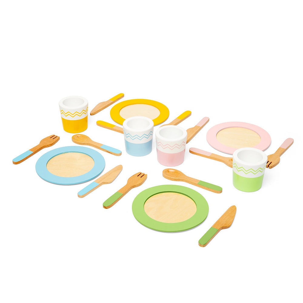 Bigjigs Wooden Toy Dinner Service Set