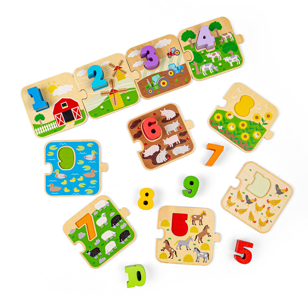 Bigjigs Wooden 1-10 Tile Puzzle