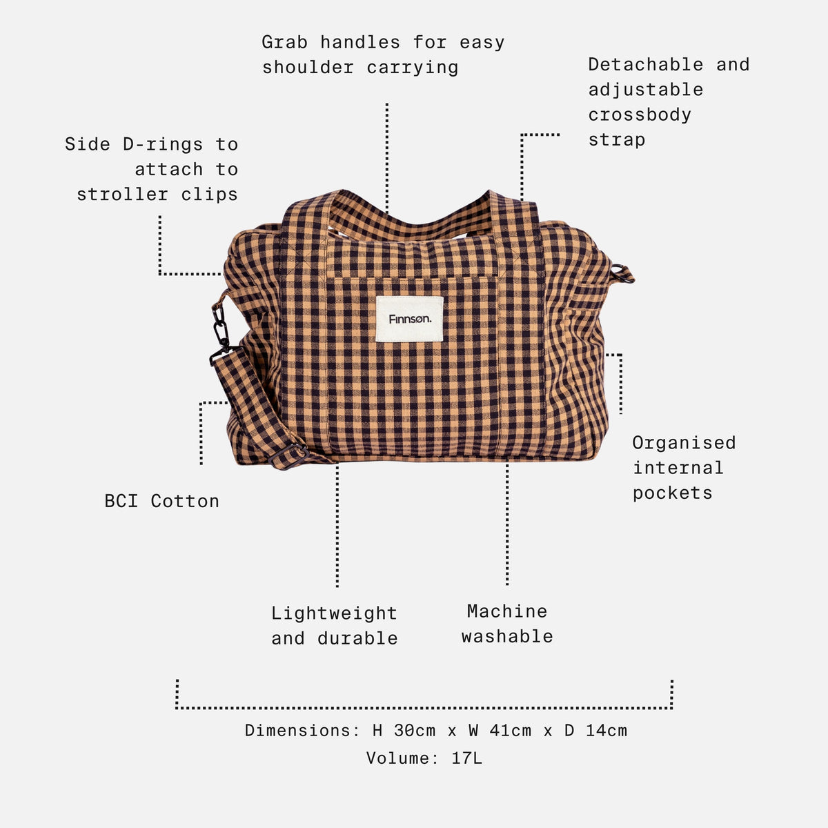 Finnsøn SANNA Changing Bag - Gingham Check