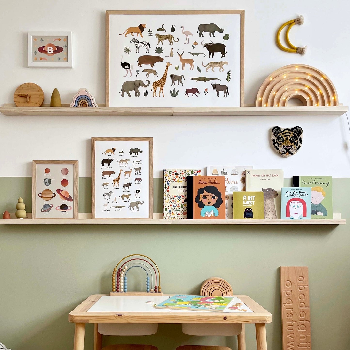 Kid of the Village Safari Animal Art Print - White