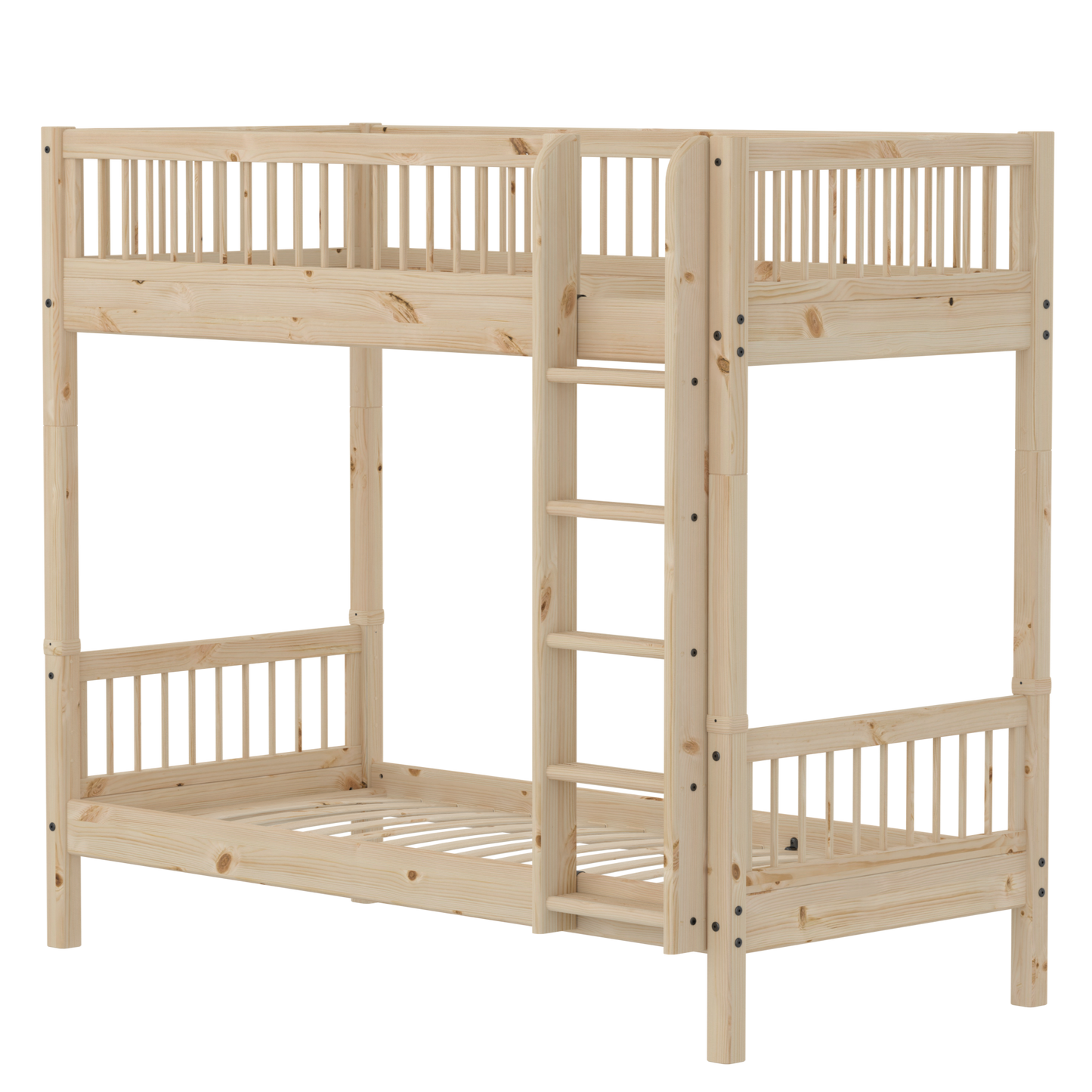 Flexa Classic High Bunk Bed with Straight Ladder - Cross Bars - Raw
