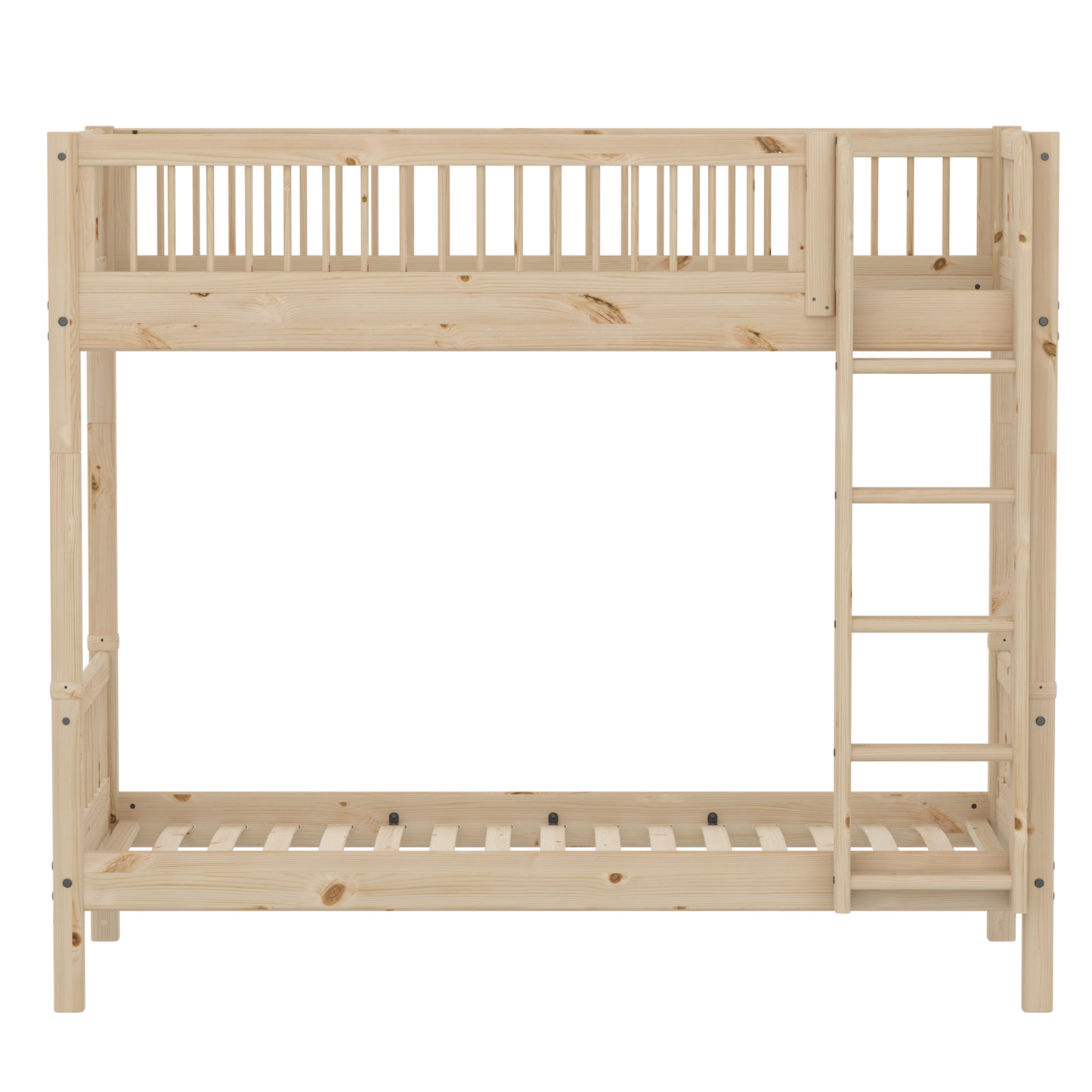 Flexa Classic High Bunk Bed with Straight Ladder - Cross Bars - Raw