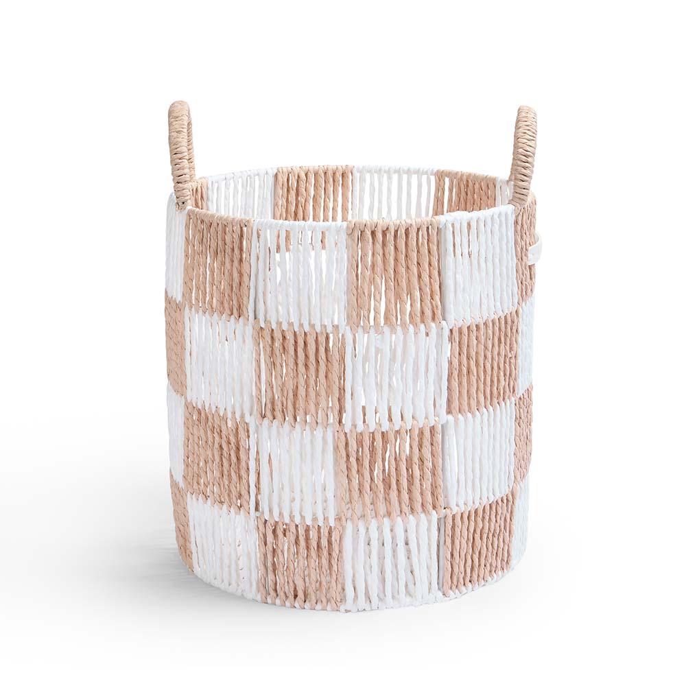 Avery Row Checkerboard Storage Basket - Medium - Nude