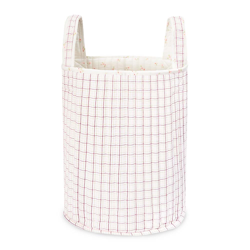 Avery Row Large Quilted Storage Basket - Anemone/Pink Check