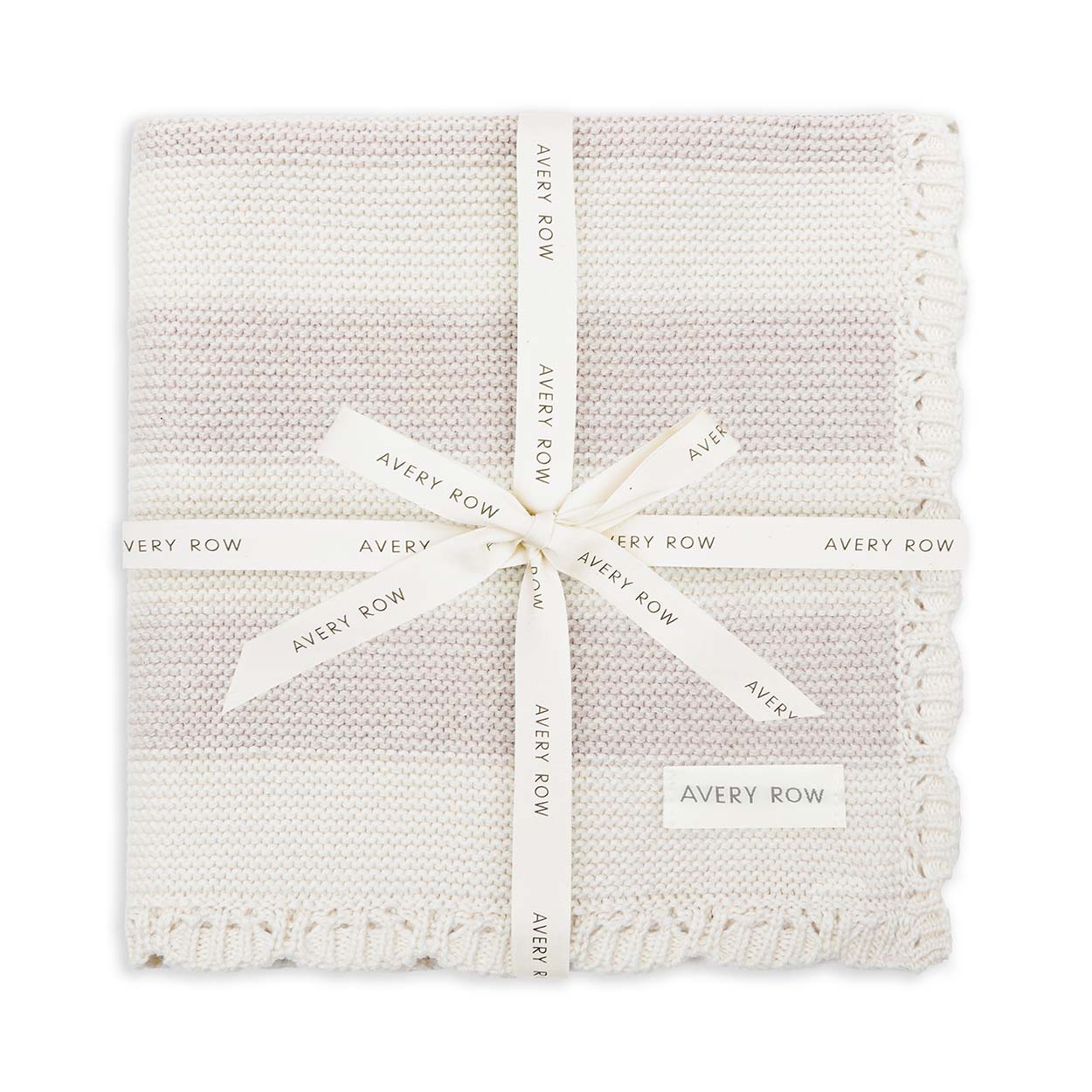 Avery Row Stripe Knit Blanket - Oat Melange