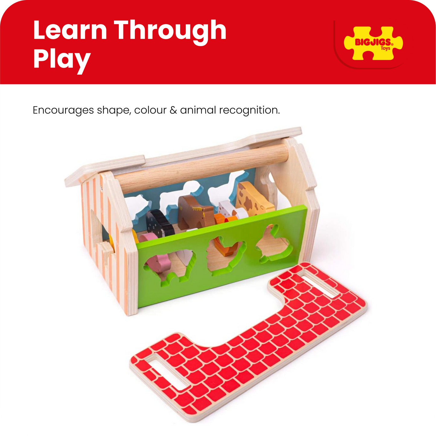 Bigjigs Wooden Farmhouse Shape Sorter Toy
