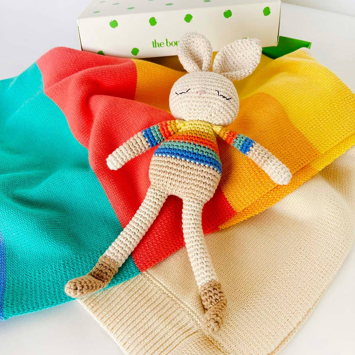 The Bonniemob Bonnie Crochet Bunny - Rainbow stripe