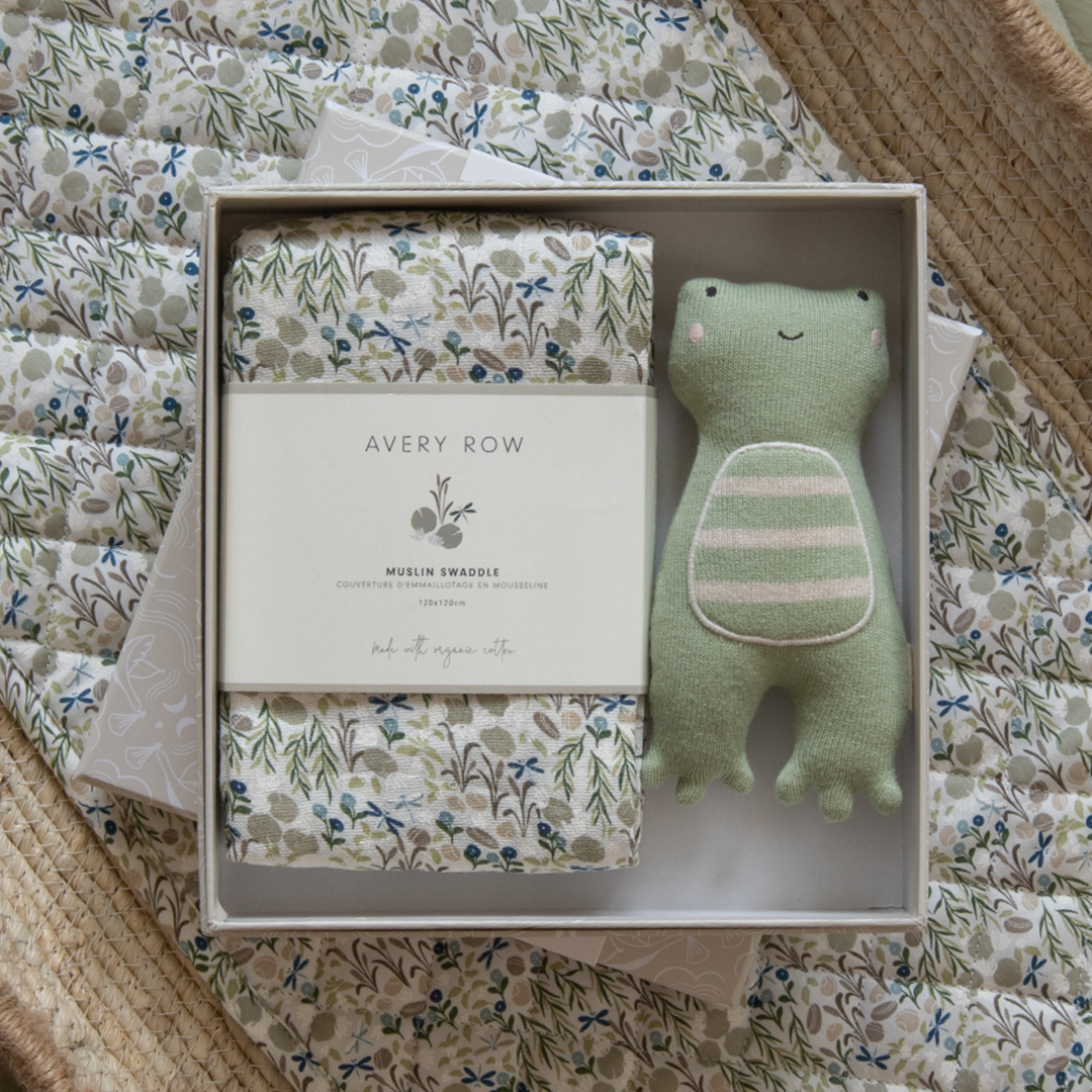 Avery Row Swaddle & Cuddle New Baby Gift Set - Riverbank