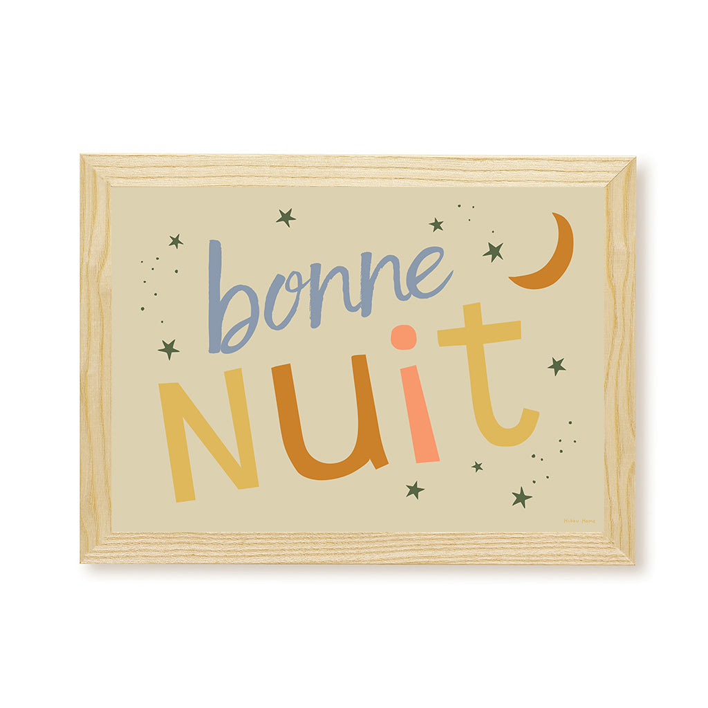 Bonne Nuit Kids Art Print by Hibou Home