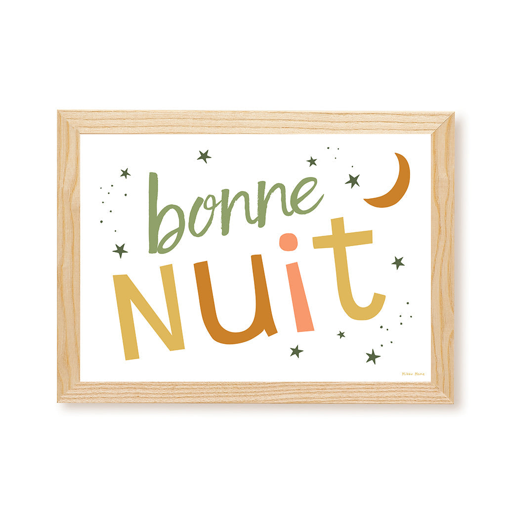 Bonne Nuit Kids Art Print by Hibou Home
