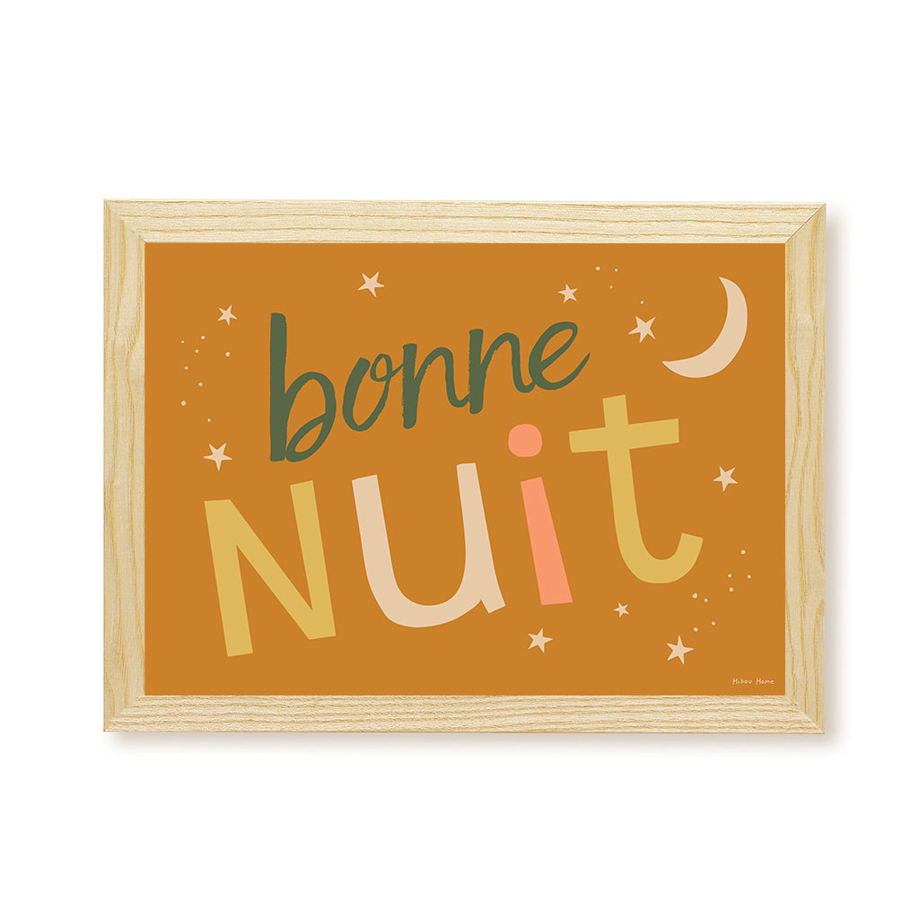 Bonne Nuit Kids Art Print by Hibou Home