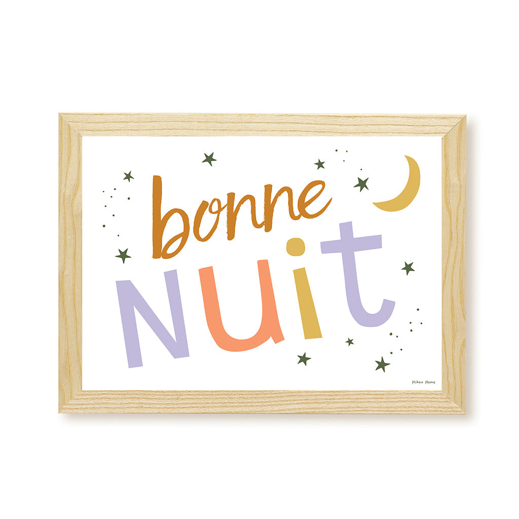 Bonne Nuit Kids Art Print by Hibou Home