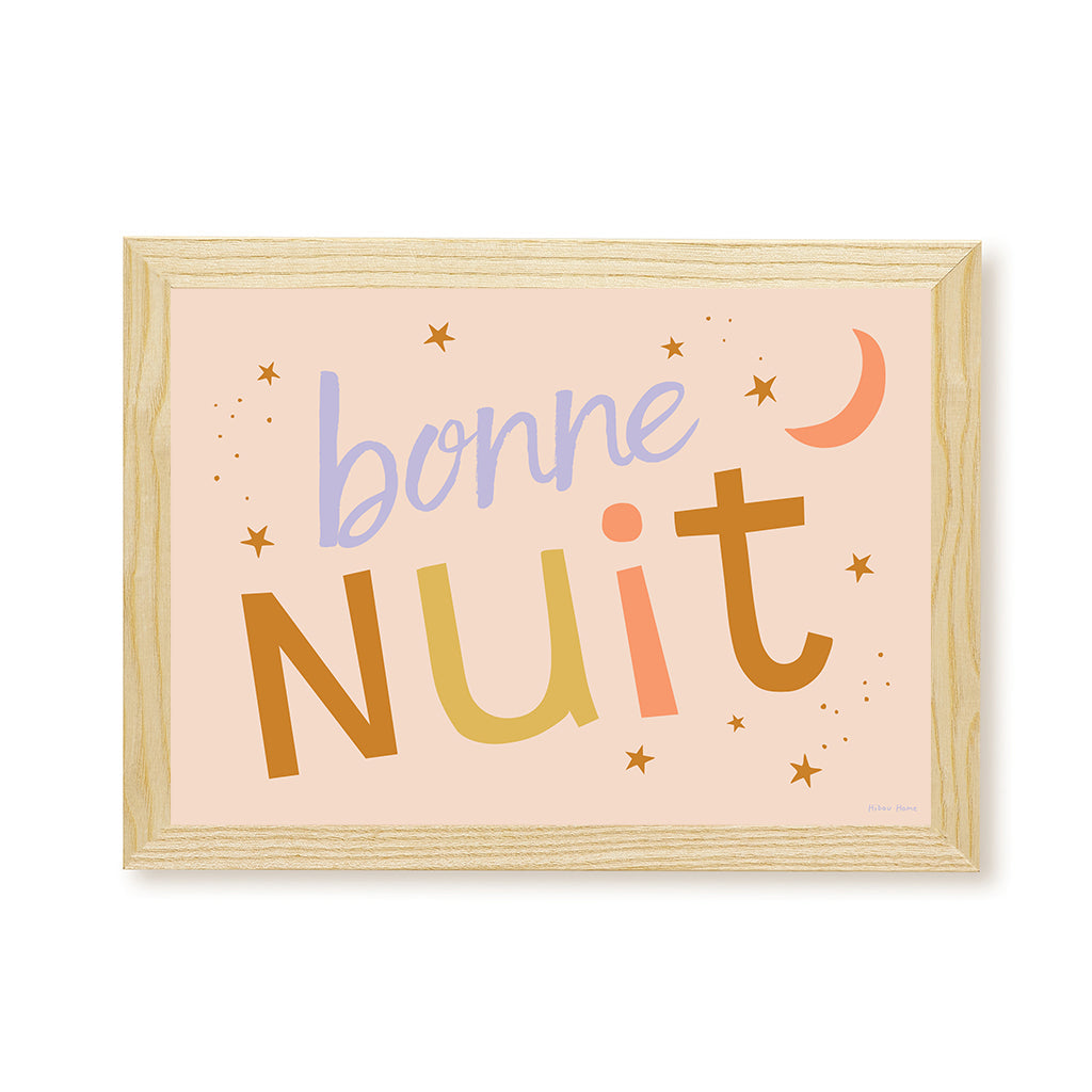 Bonne Nuit Kids Art Print by Hibou Home
