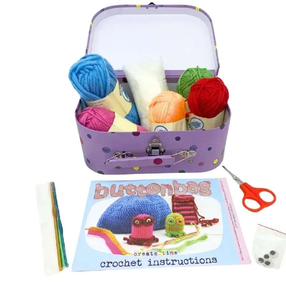 Buttonbag Crochet Suitcase Craft Kit