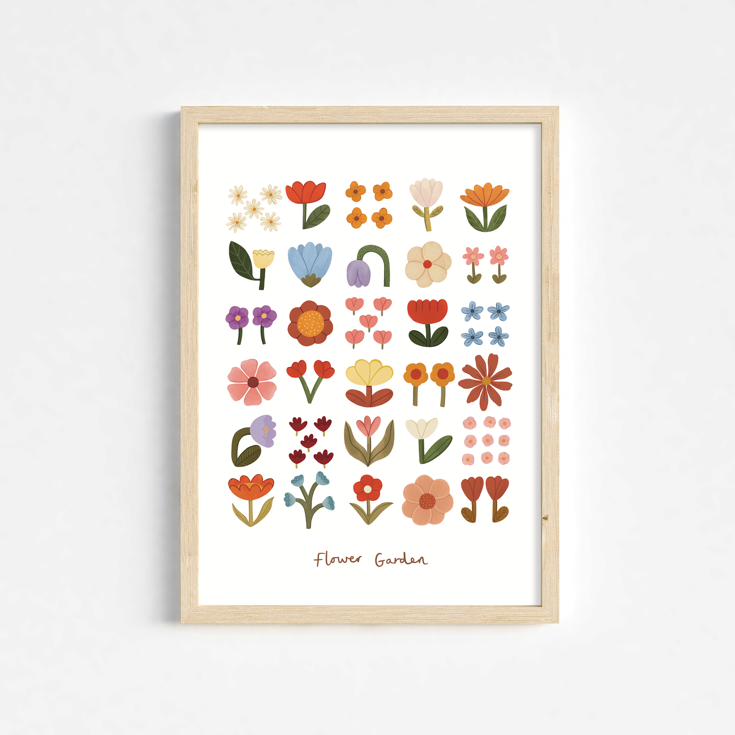 Kid of the Village Flower Garden Art Print - White