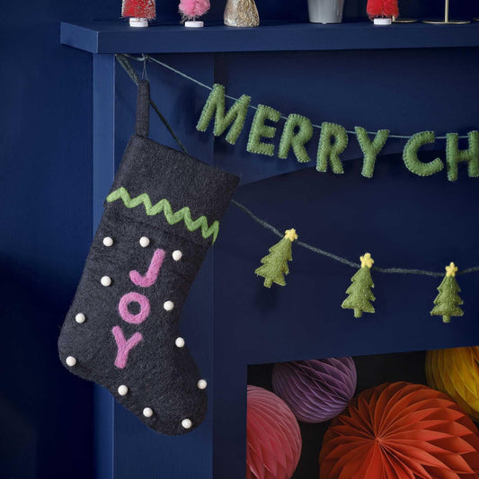 Joy Felt Christmas Stocking By Ginger Ray