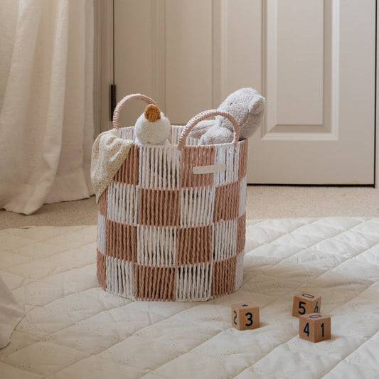 Avery Row Checkerboard Storage Basket - Medium - Nude