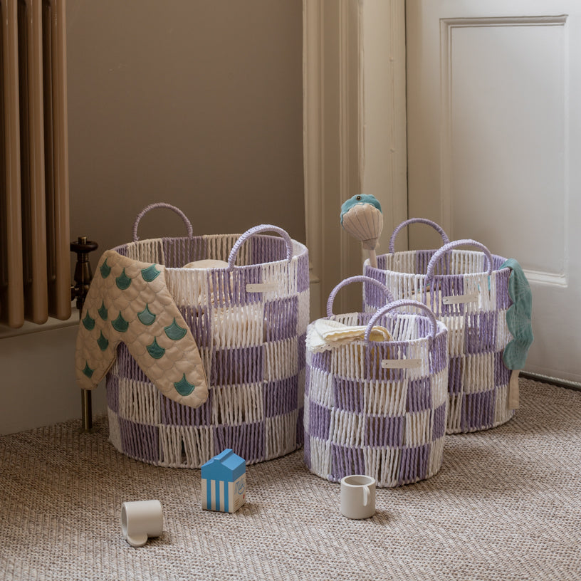 Avery Row Checkerboard Storage Basket - Medium - Lilac