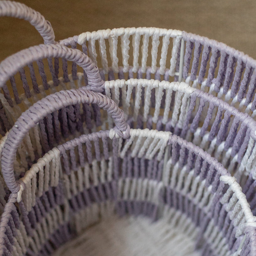 Avery Row Checkerboard Storage Basket - Set of 3 - Lilac