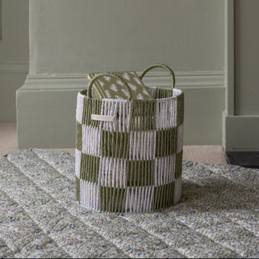 Avery Row Checkerboard Storage Basket - Medium - Sage