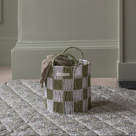 Avery Row Checkerboard Storage Basket - Small - Sage