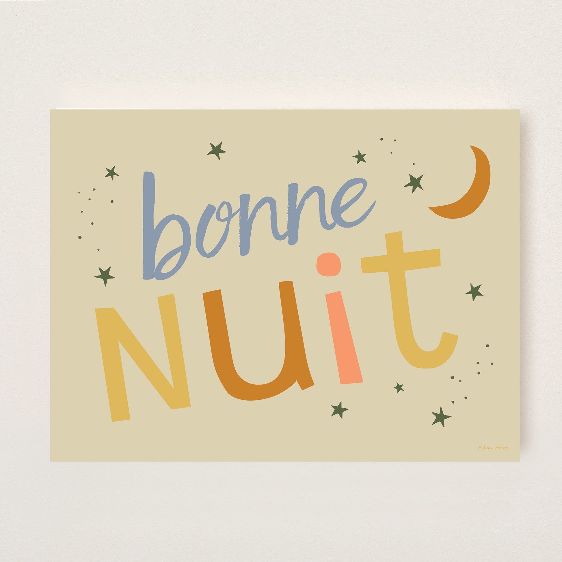 Bonne Nuit Kids Art Print by Hibou Home