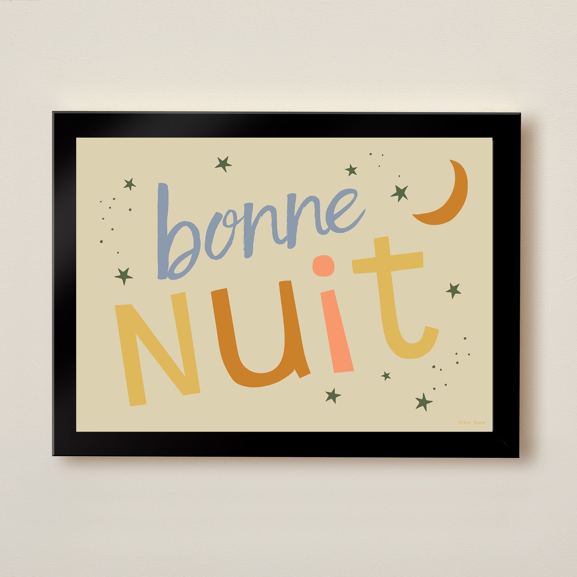 Bonne Nuit Kids Art Print by Hibou Home