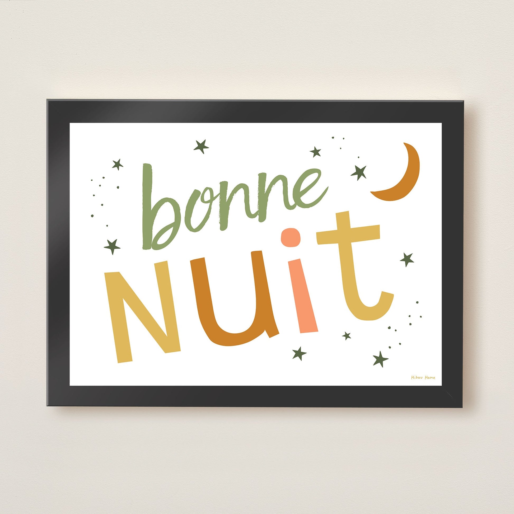 Bonne Nuit Kids Art Print by Hibou Home