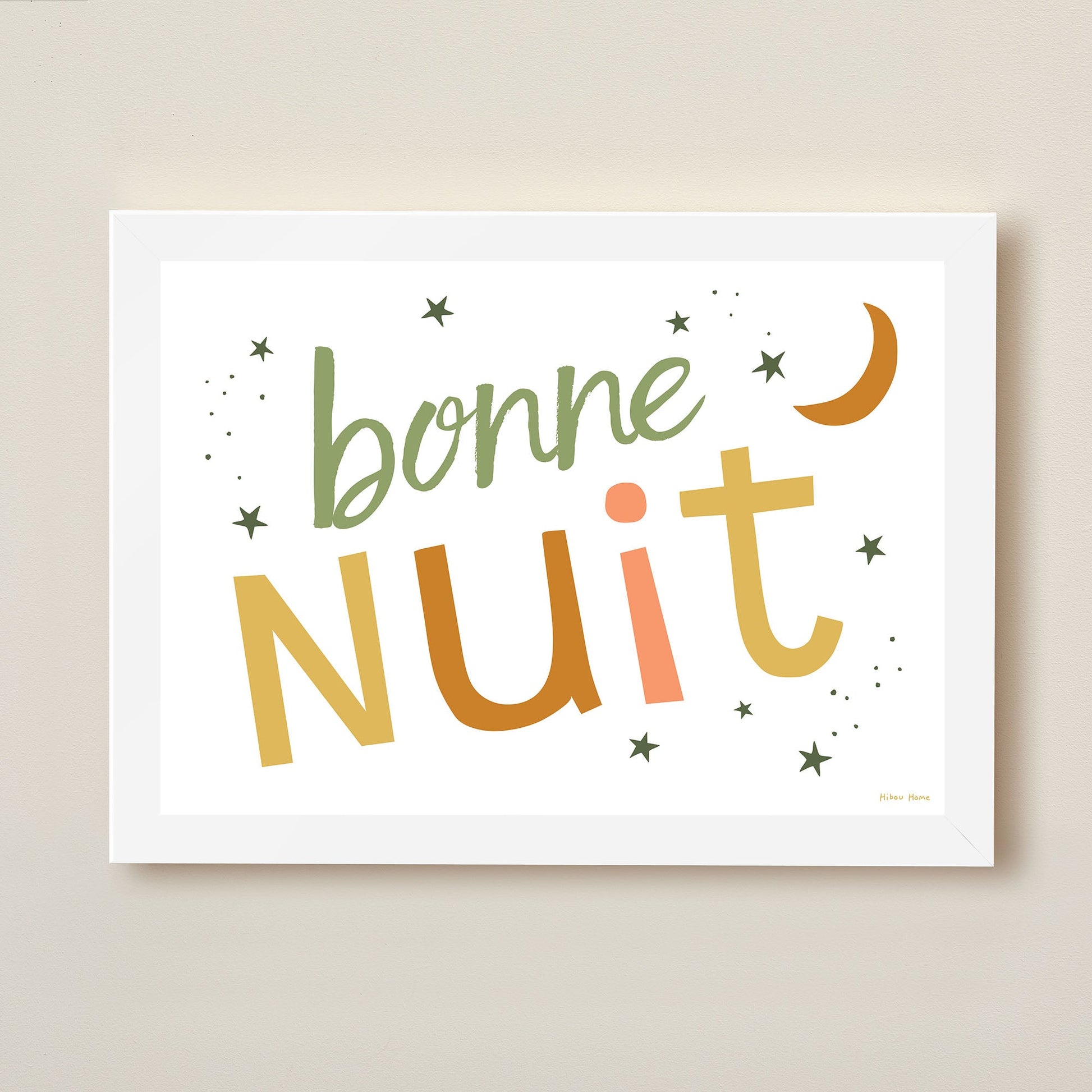 Bonne Nuit Kids Art Print by Hibou Home