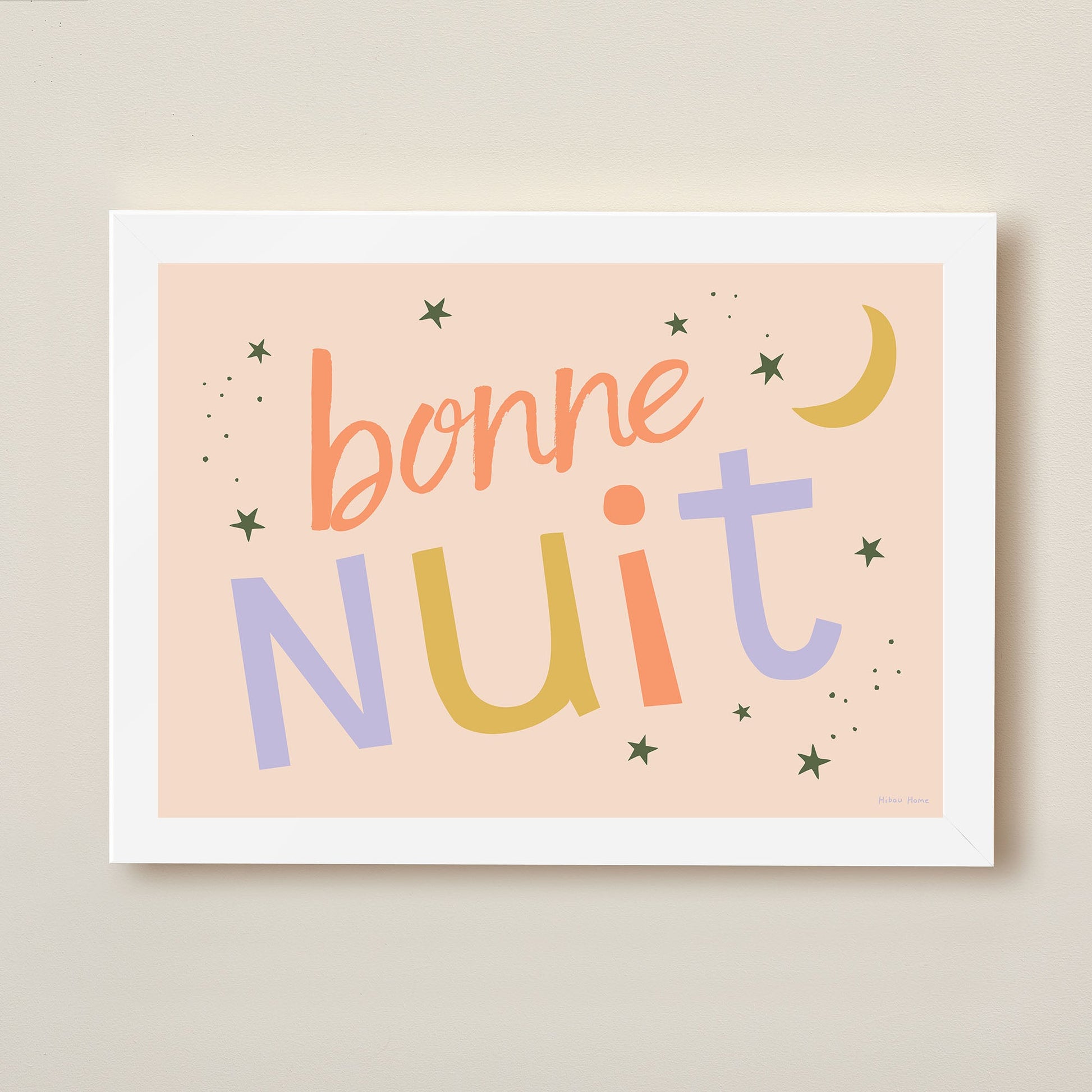 Bonne Nuit Kids Art Print by Hibou Home