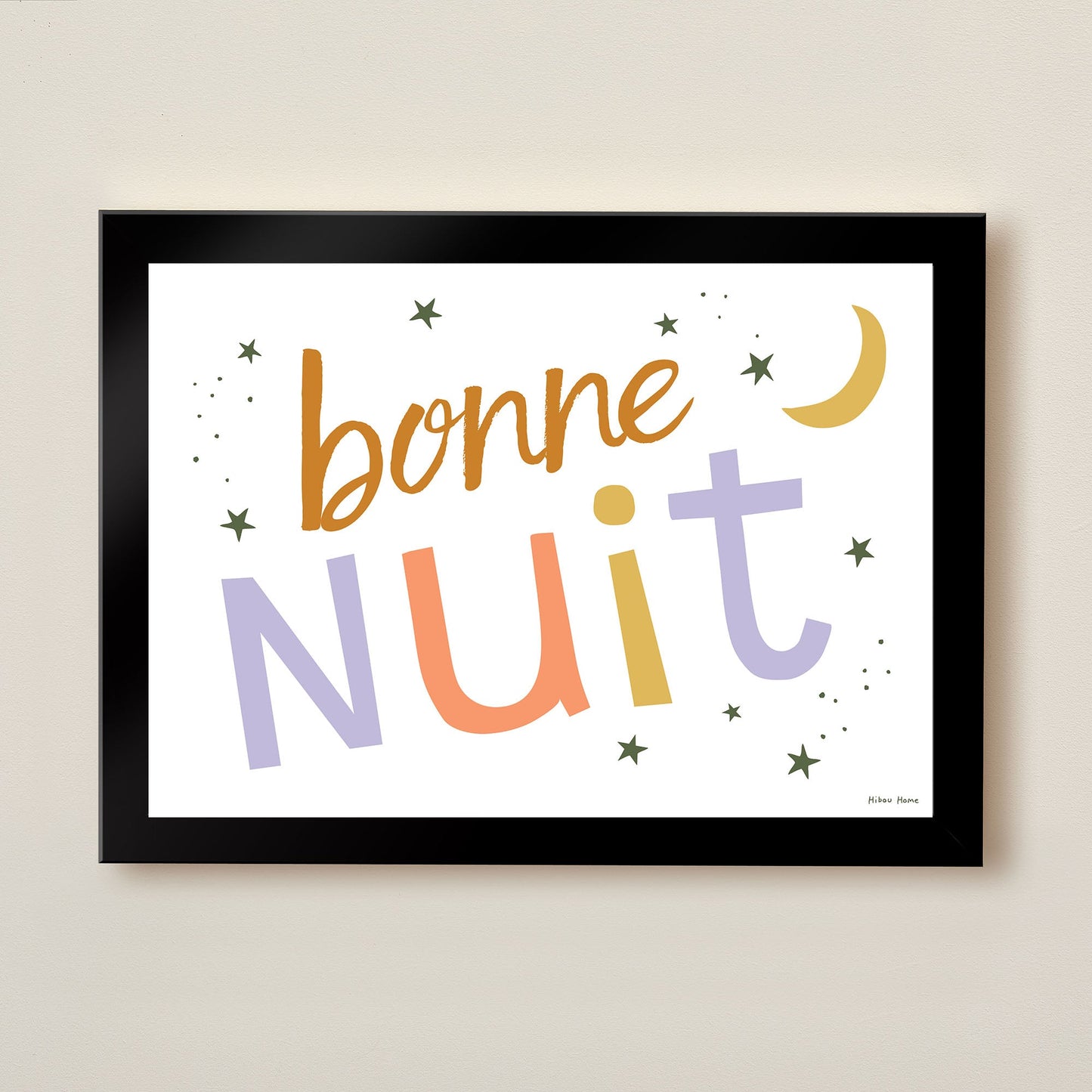 Bonne Nuit Kids Art Print by Hibou Home