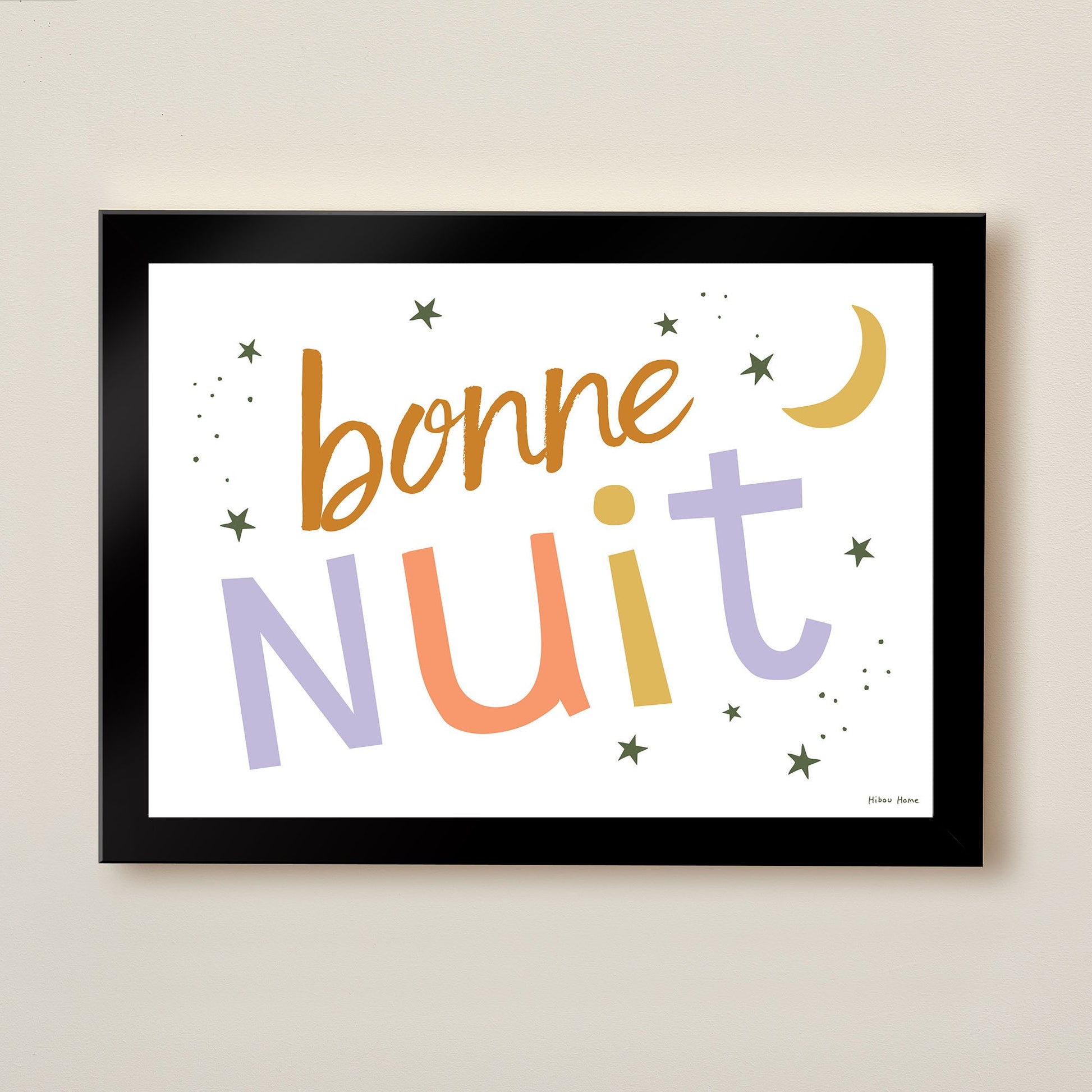 Bonne Nuit Kids Art Print by Hibou Home