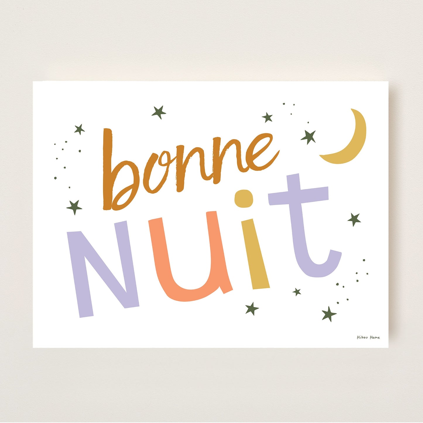 Bonne Nuit Kids Art Print by Hibou Home