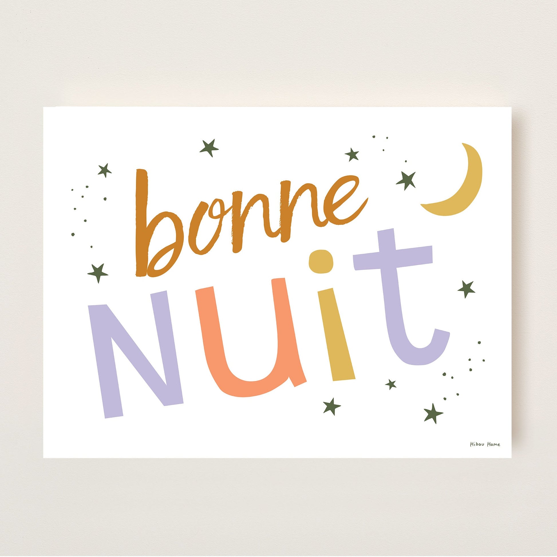 Bonne Nuit Kids Art Print by Hibou Home