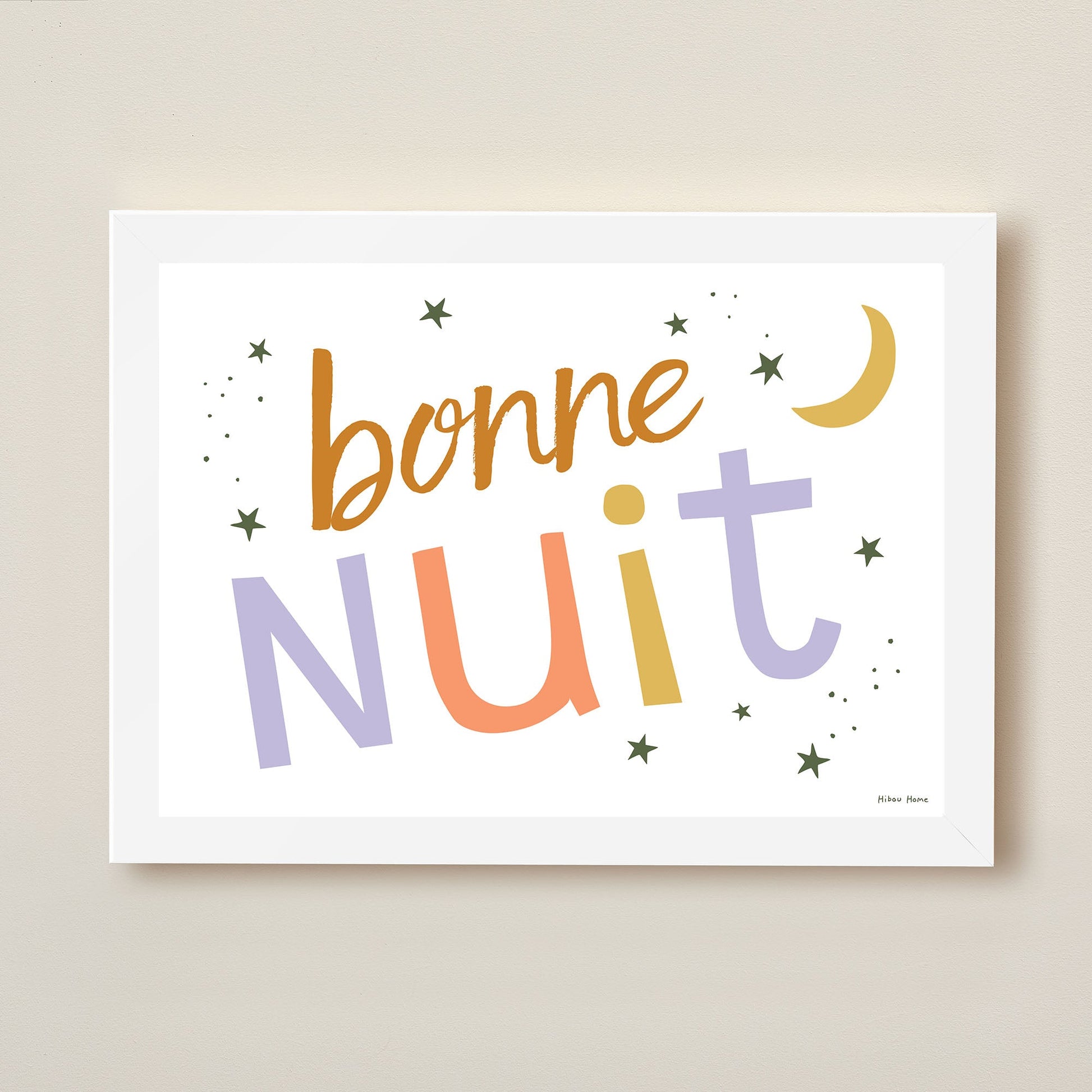 Bonne Nuit Kids Art Print by Hibou Home