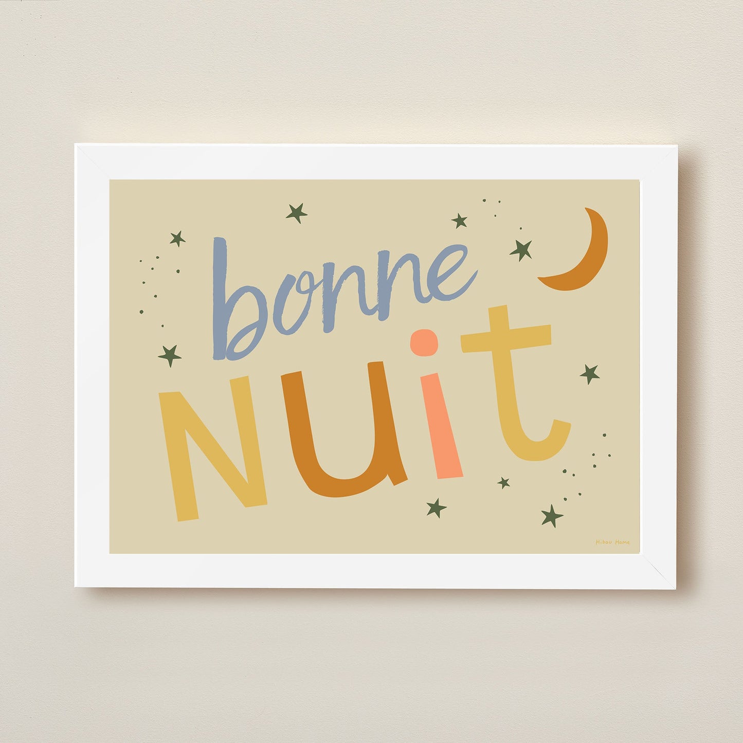 Bonne Nuit Kids Art Print by Hibou Home