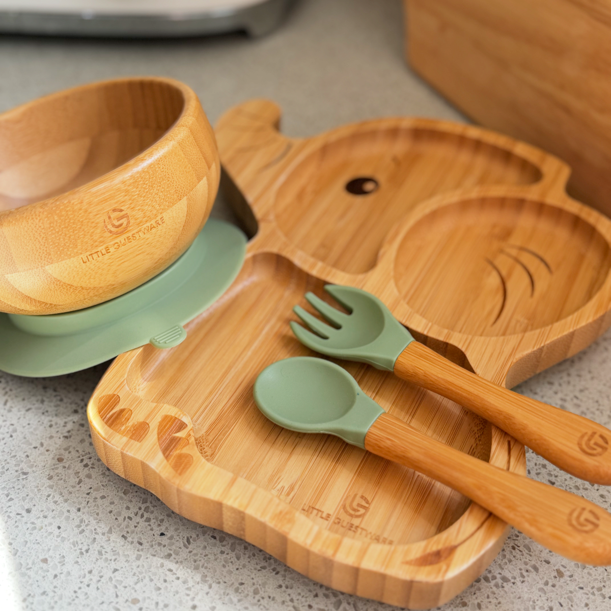 SenseNest Bamboo Plate & Fork - Elephant