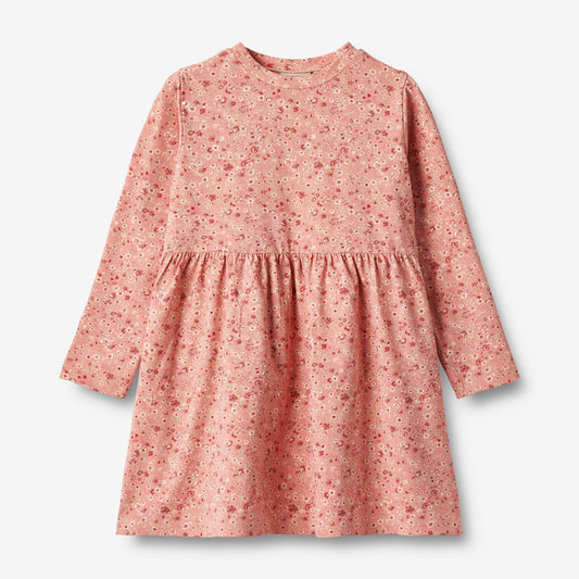 Wheat 'Sessa' Children's L/S Jersey Dress - Rosette Flowers