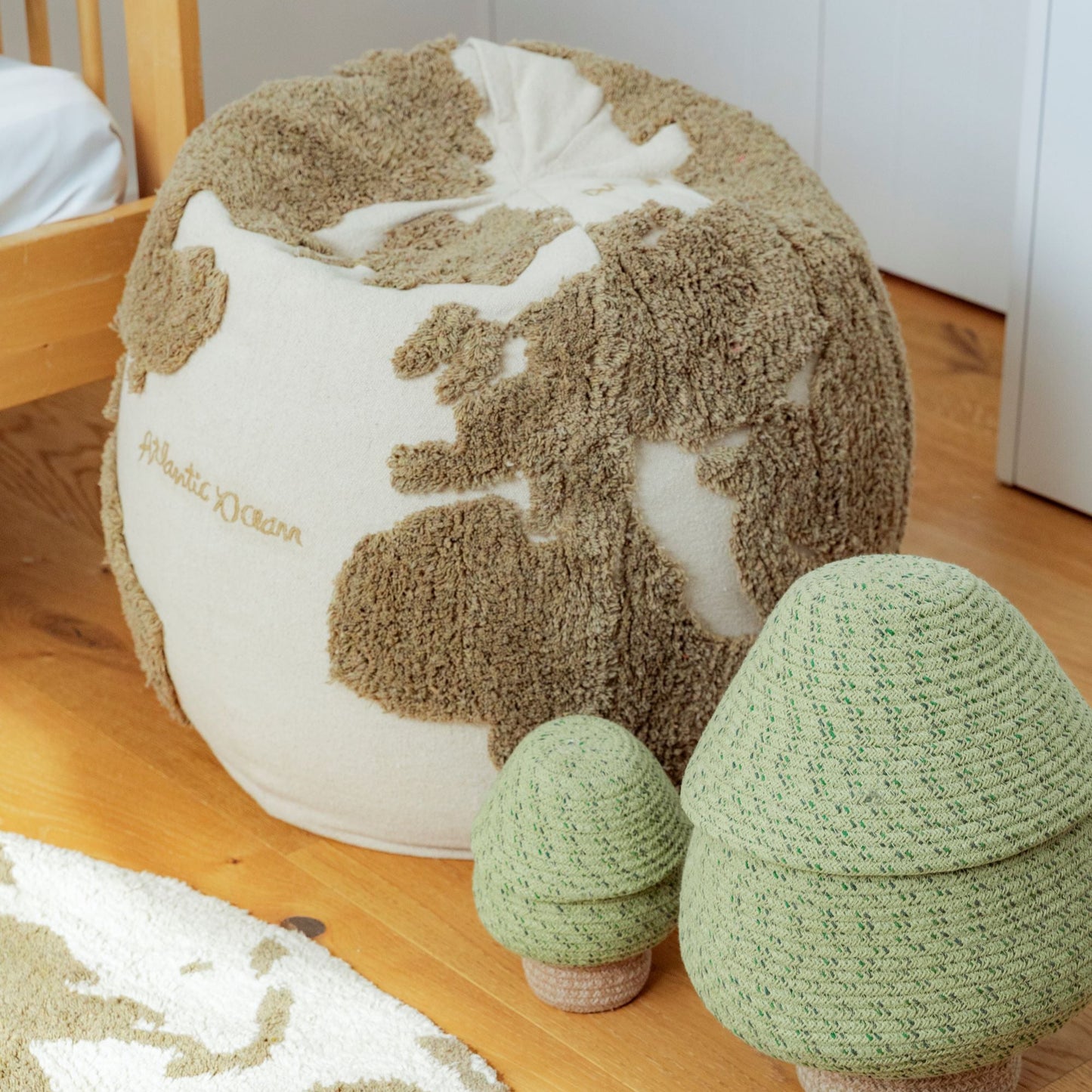 Lorena Canals Pouf - Rugcycled - World Map