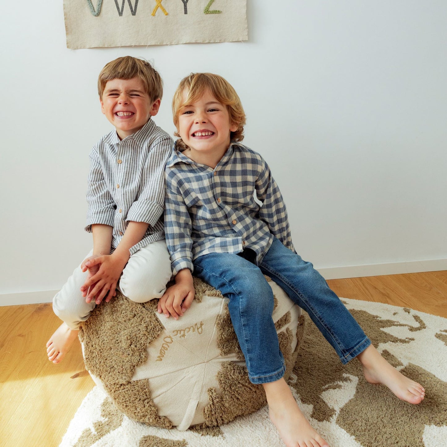 Lorena Canals Pouf - Rugcycled - World Map