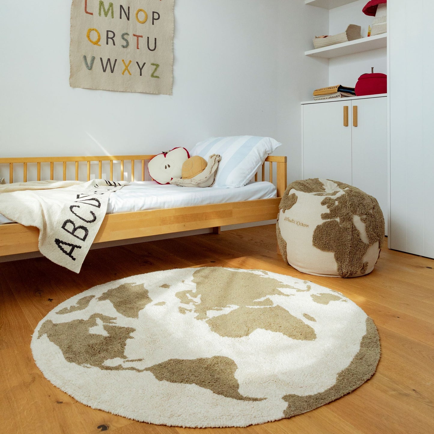 Lorena Canals Pouf - Rugcycled - World Map