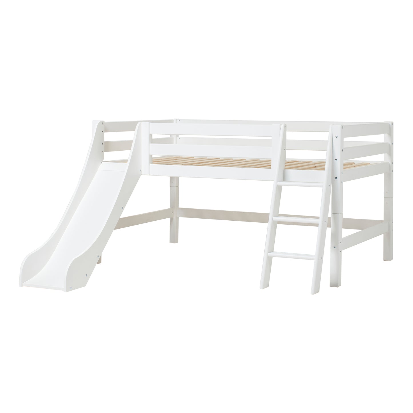 Hoppekids Eco Luxury Mid Sleeper Bed with Slide - White
