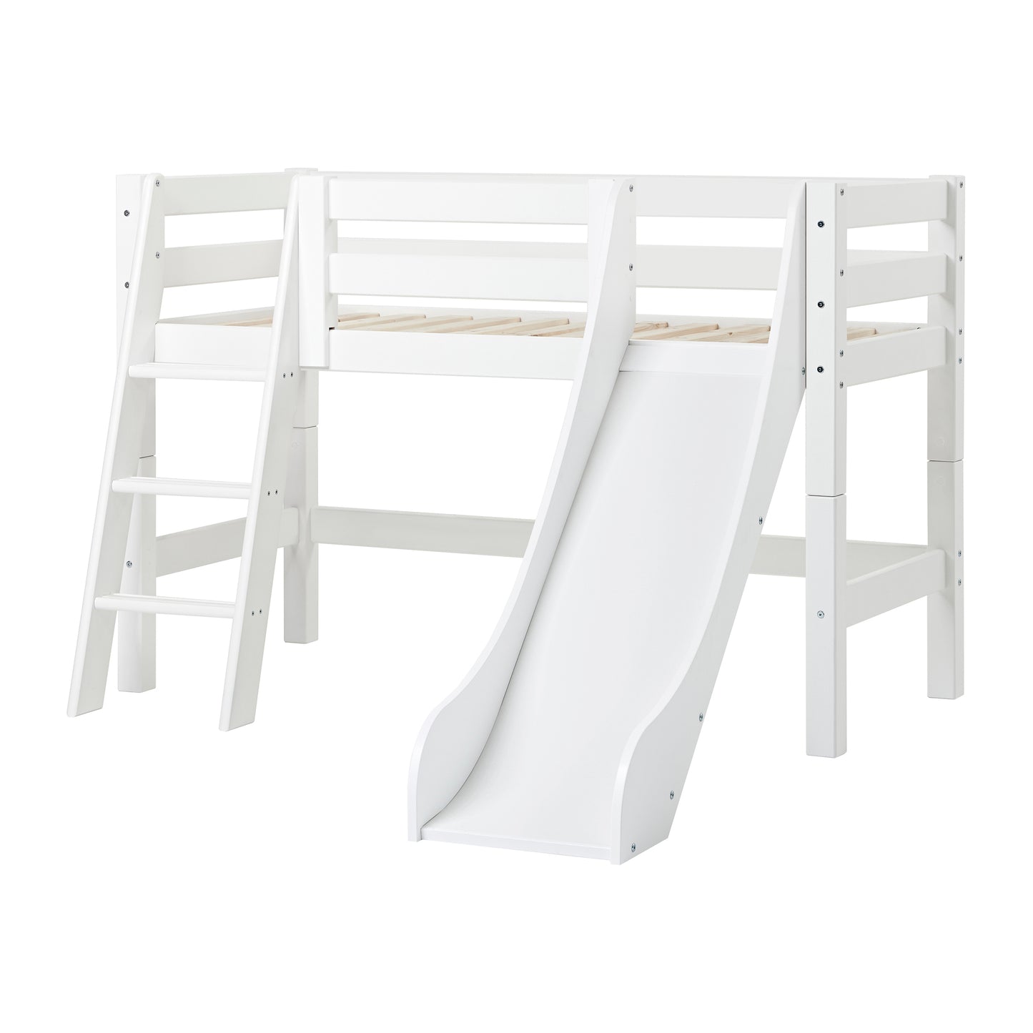 Hoppekids Eco Luxury Mid Sleeper Bed with Slide - White