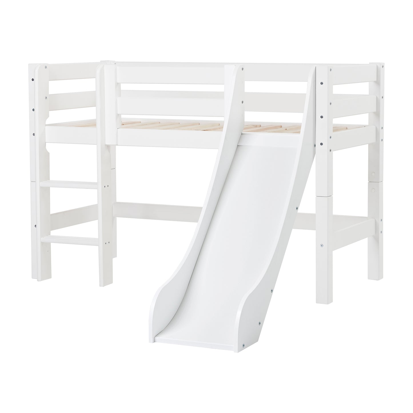 Hoppekids Eco Luxury Mid Sleeper Bed with Slide - White